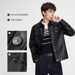 navigare 小帆船2026秋冬新款男士环保PU皮衣休闲仿皮夹克外套1331006255