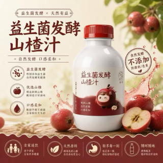 愚果天然植物益生菌新鲜食用营养发酵山楂汁