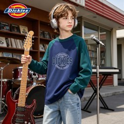 Dickies 男童长袖t恤秋季2026新款男孩打底衫纯棉秋装儿童休闲上衣