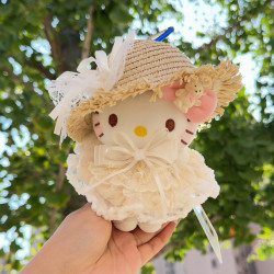 正版HelloKitty纯白花嫁包挂件正品毛绒便携玩偶钥匙扣生日礼物