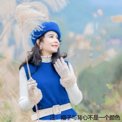 针织蓓蕾帽女毛茸茸温暖兔毛贝雷帽韩版百搭时尚画家帽