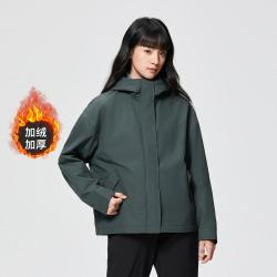 安踏 加绒外套女秋冬连帽上衣加厚保暖防风舒适户外跑步梭织长袖防风