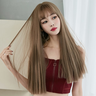 蜜桃小姐长直发女生假发齐刘海气质御姐减龄甜酷显白假发全头套