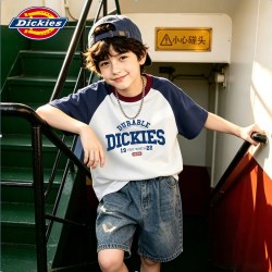 Dickies 男童学院风短袖夏季2026新款儿童薄款t恤运动男孩宽松衣服
