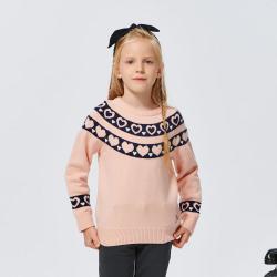 ELLE kids 冬季女童毛衣儿童圆领针织衫长袖保暖