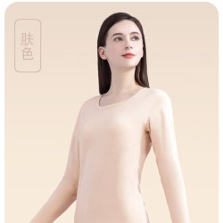 宜而爽 貂绒保暖套装山羊绒蚕丝秋冬裤子圆领上衣男女同款情侣秋衣秋裤 女款 L