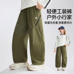 ASK junior ask儿童春夏初秋款女童舒适松紧腰运动裤中大童休闲户外风长裤子