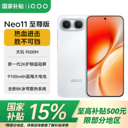vivo iQOO Neo11至尊版新一代2K护眼超冠屏 9100mAh蓝海电池 天玑9500M  12GB+256GB 官方标配
