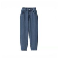 無印良品 MUJI 无印良品 MUJI 女式木棉混牛仔桶形裤女款裤子25年冬季女装萝卜裤」XL