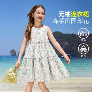 ASK junior ask儿童裙子2026夏新款女童小女孩女宝宝中大童碎花连衣裙公主裙
