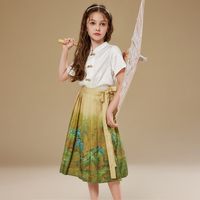 ASK junior ask女童套装2026夏儿童国风复古盘扣上衣马面裙汉服运动套装