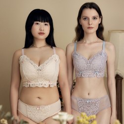 EMMA ROSE EMMAROSE薄款蕾丝中腰大码内裤女性感柔软蕾丝胖mm宽松底裤