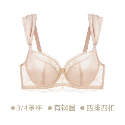 EMMA ROSE EMMAROSE大码薄款法式蕾丝大胸显小内衣聚拢收副乳防下垂胖mm文胸