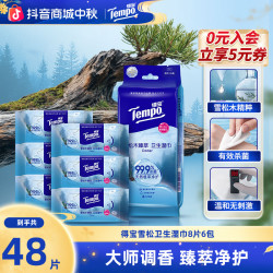 得宝 雪松之境卫生消毒湿巾99.9%杀菌8片6包迷你便携装湿纸巾SC