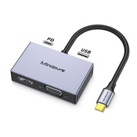 禄讯 type-c多功能扩展坞 笔记本电脑macbook接口usb hub集线器 4合1 HDMI+VGA+USB3.0+PD