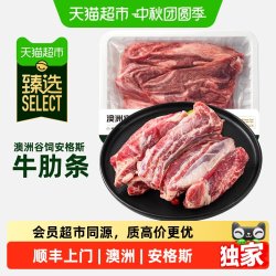澳贝美 猫超臻选澳洲安格斯谷饲牛肋条澳贝美原切牛肋排肉生鲜牛肉 800g