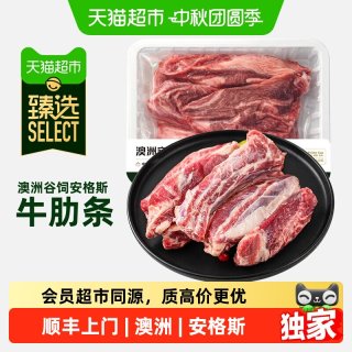 澳贝美 猫超臻选澳洲安格斯谷饲牛肋条澳贝美原切牛肋排肉生鲜牛肉 800g