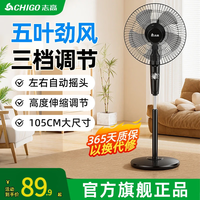 志高 电风扇落地扇家用立式可摇头节能轻音大风力卧室客厅宿舍可拆洗循环扇 14英寸【机械款