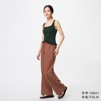 优衣库 麻混纺舒适长裤/常规款优衣库女装/休闲裤482246
