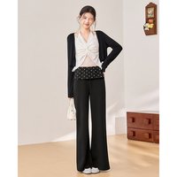 爱依服 2026秋季新款假两件微喇裤女显瘦休闲韩系气质百搭纯欲