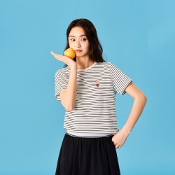 安踏 姆明联名丨快干棉T正肩条纹短袖女夏季新款休闲半袖运动上衣