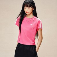 安踏 雀跃足球风短T丨冰丝抗菌短袖女士新款宽松休闲撞色运动上衣