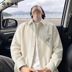 马克华菲 泡泡纱百搭翻领衬衣男士