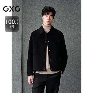 GXG 男装  黑色全羊毛通勤短款大衣冬季新品GX06402 黑色 L