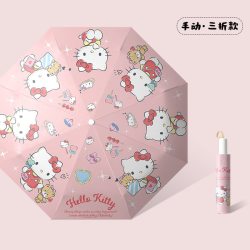 游器物 三丽鸥凯蒂猫手动雨伞学生上学专用自动伞防晒晴雨两用女儿童伞男