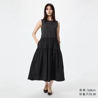 优衣库 拼接层叠连衣裙/无袖优衣库女装裙子487286