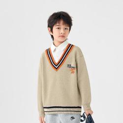 巴拉巴拉 含棉羊绒中大儿童毛衣男童女童假两件毛衫针织衫毛衣春冬季款舒适