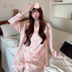 宫蝶 史努比少女睡衣秋季甜美卡通云朵棉长袖家居服外穿