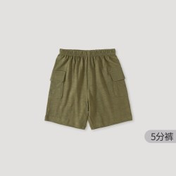 巴厘小猪 宝宝五分裤夏季薄款男童工装裤女童短裤儿童裤子 山野绿 90