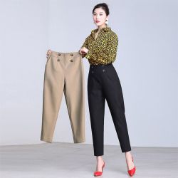 哈伦裤女款宽松休闲中厚小脚西装萝卜裤秋冬高腰显瘦女士高档裤子