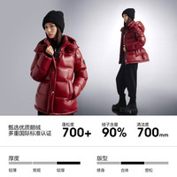 波司登 90鹅绒泡芙流光面料 开运红 2XL 女士羽绒服