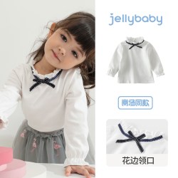 jellybaby 女童长袖t恤女宝宝秋装上衣法式打底衫秋季儿童新款衣服