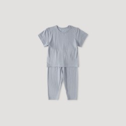 巴厘小猪 儿童家居服夏季薄款短袖长裤空调服莫代尔婴幼儿套装男女宝宝睡衣 蒲霜蓝 73