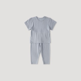 巴厘小猪 儿童家居服夏季薄款短袖长裤空调服莫代尔婴幼儿套装男女宝宝睡衣 蒲霜蓝 73