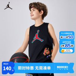 NIKE JORDAN耐克AJ童装男童篮球背心夏季透气儿童无袖T恤运动上衣 正黑色 120 /60