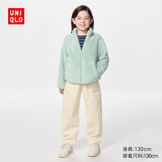 优衣库 童装男童女童灯芯绒廓形长裤休闲裤裤子490471 01 乳白色 150