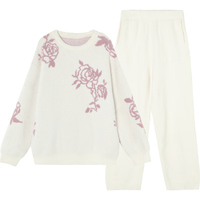 安莉芳 玫瑰衣半边绒女士睡衣 乳白色 L码 家居服套装