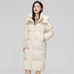 冬季新款女士连帽长款羽绒棉服修身显瘦时尚加厚冬装保暖棉衣外套