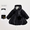 戴维贝拉 女童黑色中长款羽绒服2022冬装中大童防水儿童红色厚外套