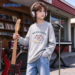 BADiBADi 童装儿童T恤春秋新款婴幼儿童纯棉长袖上衣男女童休闲打底衫衣服