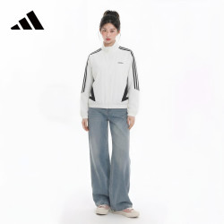 adidas 外套女秋季运动跑步户外梭织外套防风运动服 亮白 M