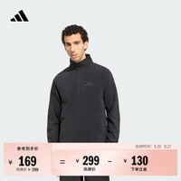 adidas 摇粒绒半拉链户外徒步运动套头衫男阿迪达斯山川里TERREX   黑色   L