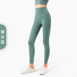 新款瑜伽裤高腰裸感无T线运动健身女蜜桃美臀九分裤