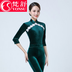 梵舒 初春丝绒形体服时尚修身优雅气质上衣XS5934