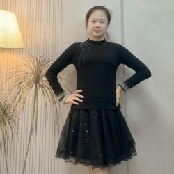 2025新款加绒弹力广场舞服装上衣秋冬女长袖交谊舞半高领舞蹈服