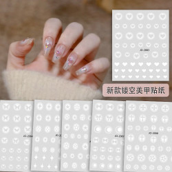 春柚美甲新款网红镂空无需拍拍贴纸爱心花朵蝴蝶渐变贴纸